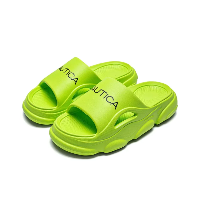 NAUTICA Slip Resistant Odor Resistant Abrasion Resistant Slide Slippers Unisex Neon Green-1