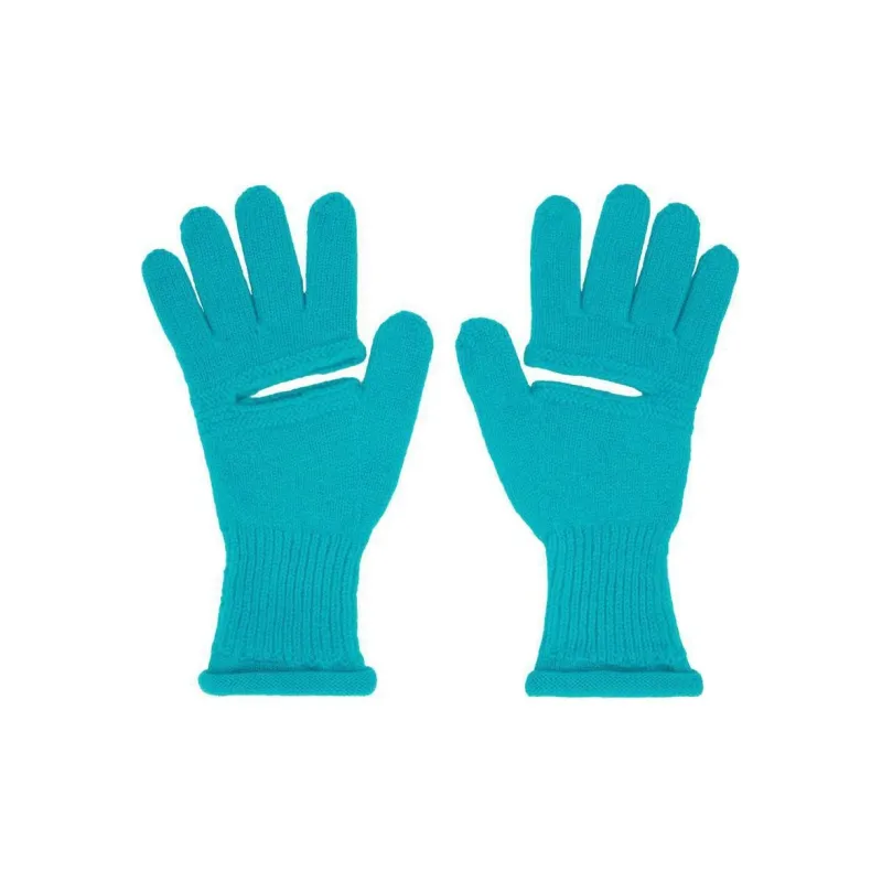 ISSEY MIYAKE Wool Knit Gloves Women's Blue-0