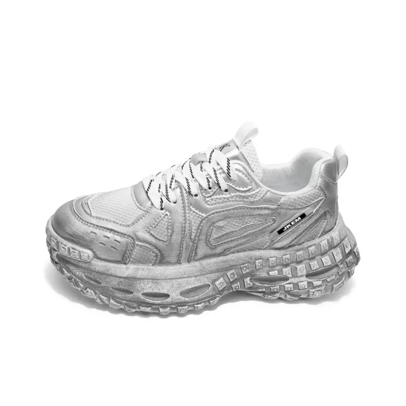 JKEM Anti Slip Wear Resistant Breathable Height Increasing Low Top Chunky Sneakers Men's-11