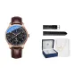 Rose Gold Case, Black Dial, Brown Belt