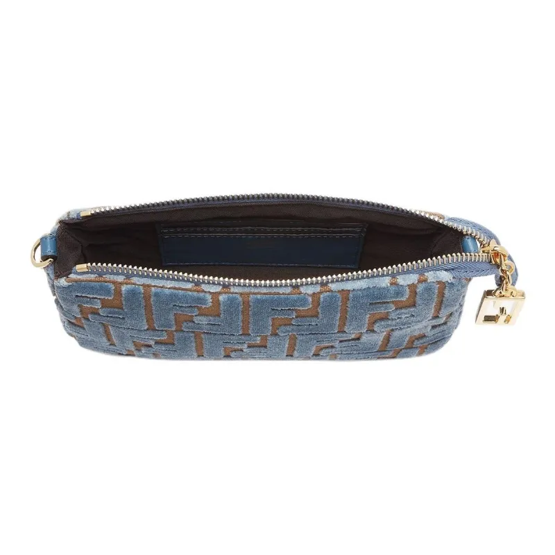 FENDI Baguette Polyester One Shoulder Clutch Women's Light Blue-4