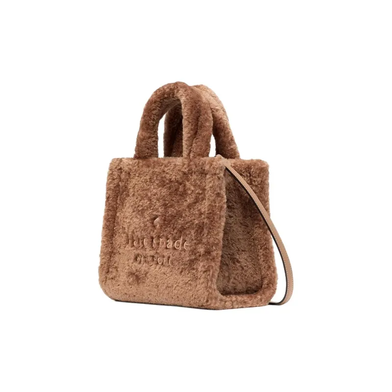 Kate Spade Faux Fur Tote Bag, Shopping Bag, Shoulder Bag, Crossbody Bag, Handbag Trumpets Women's Light Yellow Umber-1