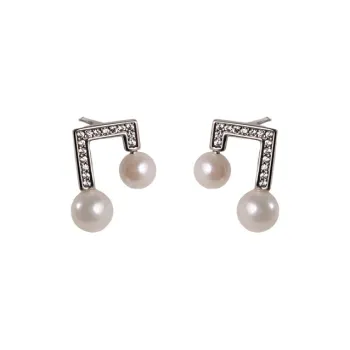 ORANGE SYMBOL Saltwater Pearl Stud Earrings Women's