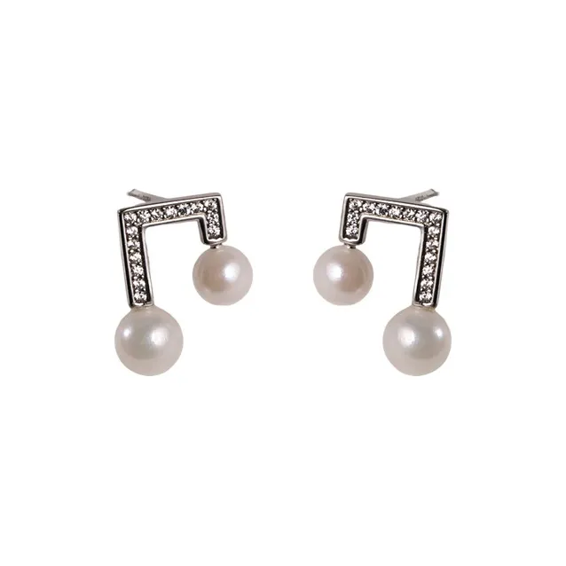 ORANGE SYMBOL Saltwater Pearl Stud Earrings Women's-0