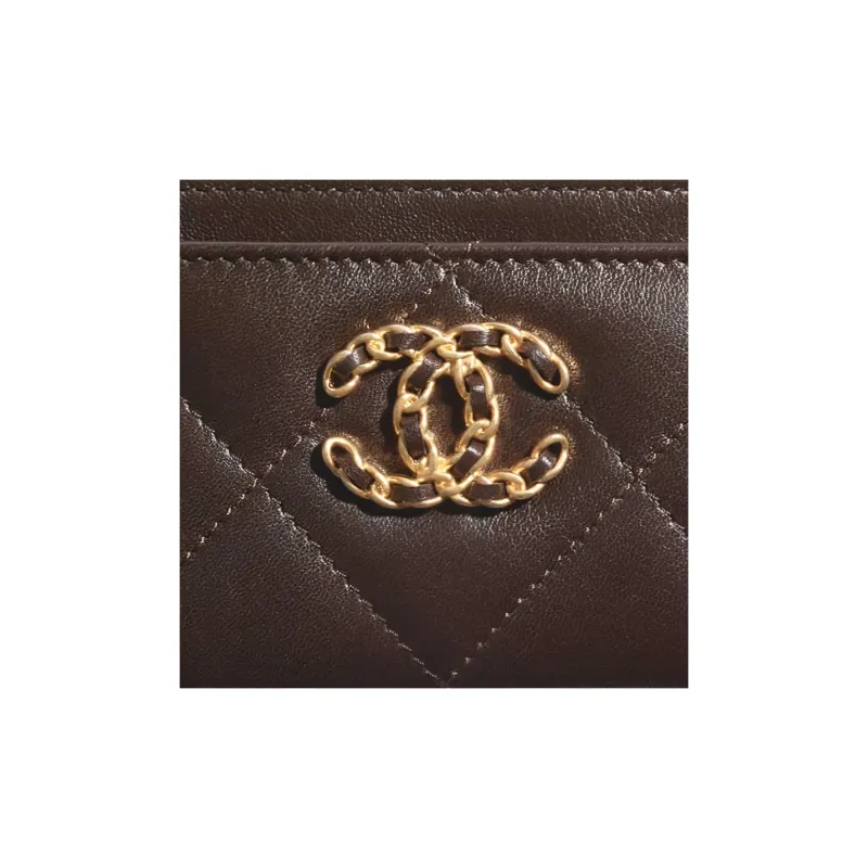 CHANEL 19Bag Lambskin Card Holder Card Holder Women's Brown-4
