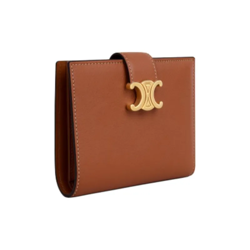 CELINE Cow Leather Wallet Medium Size Women's Tawny-1