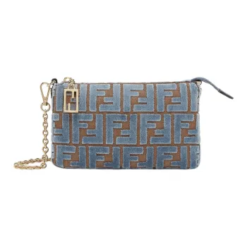 FENDI Baguette Polyester Clutch Bag Over The Shoulder Women's Light Blue