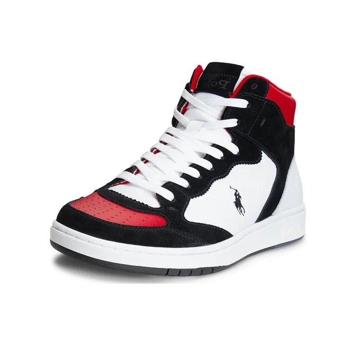 Polo Ralph Lauren High Top Skateboard Shoes Men's Black White-2