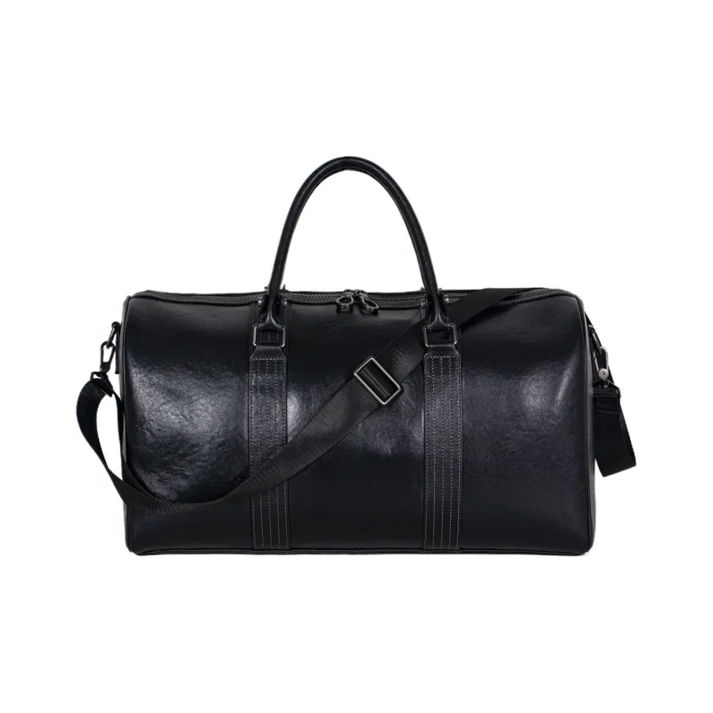 DOSRFINI Cow Leather Travel Bag Men's Black-2