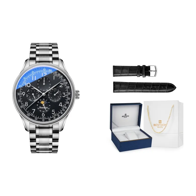 Bestdon Automatic Mechanical Movement Stainless Steel Watchband Watch Men's Watches Black Dial-15