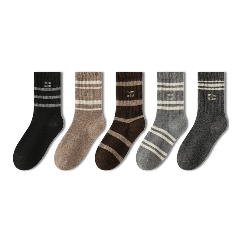 AUGUST Mid Calf Socks Women's 5 Pack Mixed Color-0