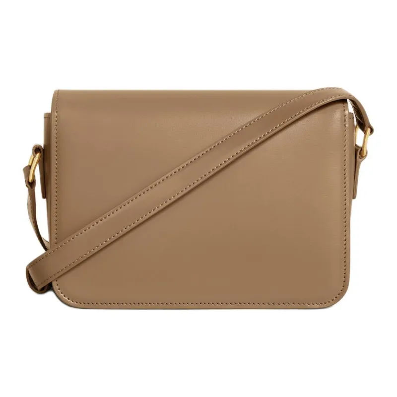 CELINE Triomphe Calfskin Shoulder Bag, Crossbody Bag Women's Dark Umber-2