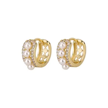 NATURALLYJOJO Copper Faux Pearl Earrings Women's Gold