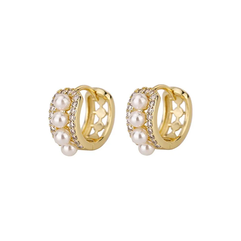 NATURALLYJOJO Copper Faux Pearl Earrings Women's Gold-0
