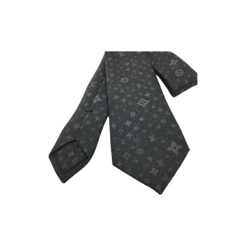 LOUIS VUITTON Silk Ties Men's Black-4