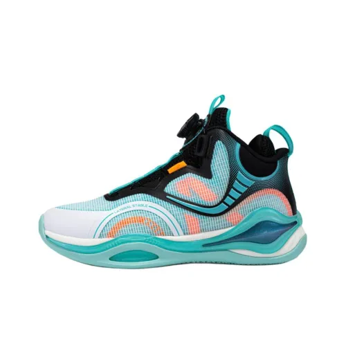XTEP Anti Slip Wear Resistant Mid Top Children's Basketball Shoes Green Teenagers