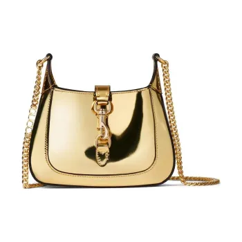 GUCCI Leather Crossbody Bag, Shoulder Bag Women's Gold