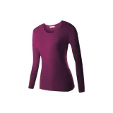 Women's Crew Neck Unlined Clothing (Purple) Thickened and Fleece-Lined/Lace Trims Crew Neck