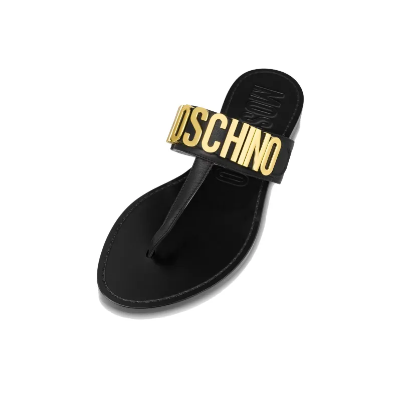 MOSCHINO Logo-plaque Flat Sandals-4