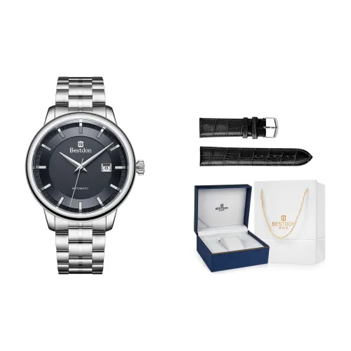 Bestdon Automatic Mechanical Movement Stainless Steel Watchband Men's Watches White Dial