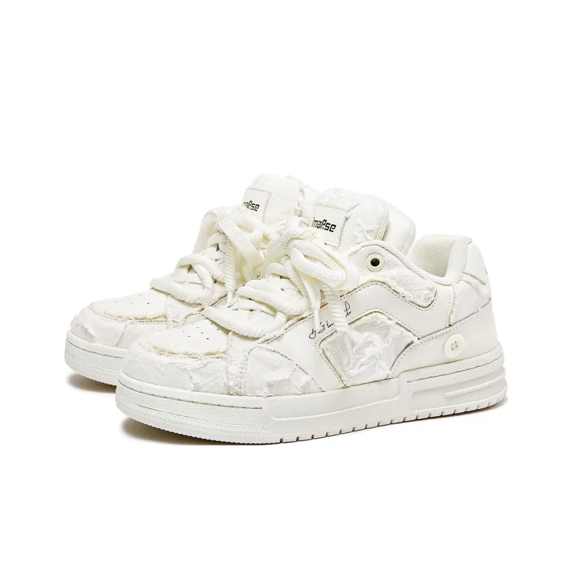 IMARSE Skateboard Shoes Unisex Low Top Beige/White-2