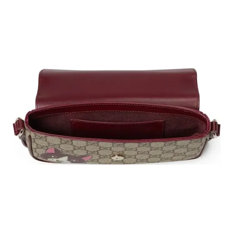 GUCCI Coated Fabric Shoulder Bag Mini Women's Deep Red & Brown-4