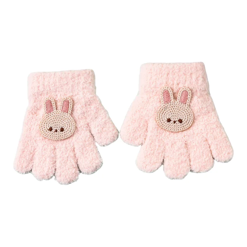 Under Pellet Mink Fur Knit Gloves Kids'-5