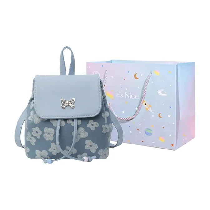 GOX PU Backpack Regular Women's Ecru/Black/Pink/Blue-18