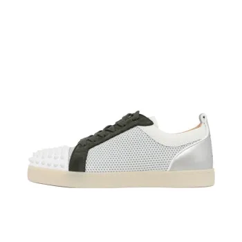 CL LUBOTING Spiked Punched Low Top Skateboard Shoes Men's White Green