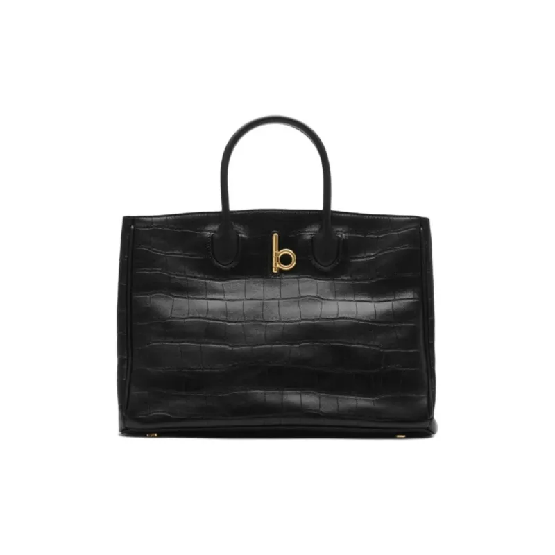 Burberry Lambskin Tote Bag Shopping Bag Handbag Small Size Unisex Black-0