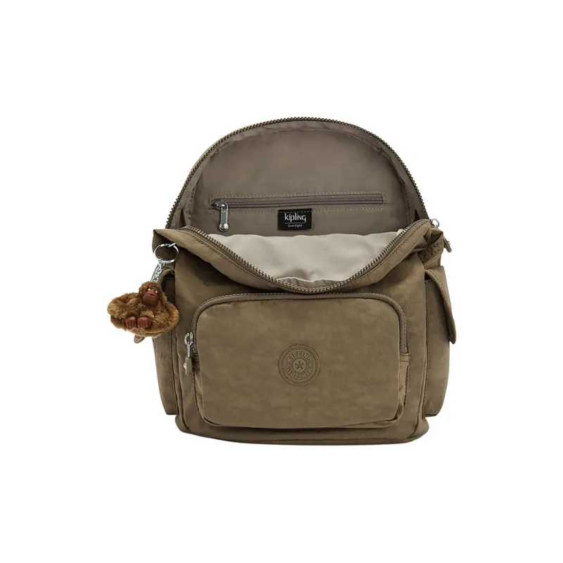 Kipling Nylon Fabric Backpack Small Size Unisex Pure Beige-3