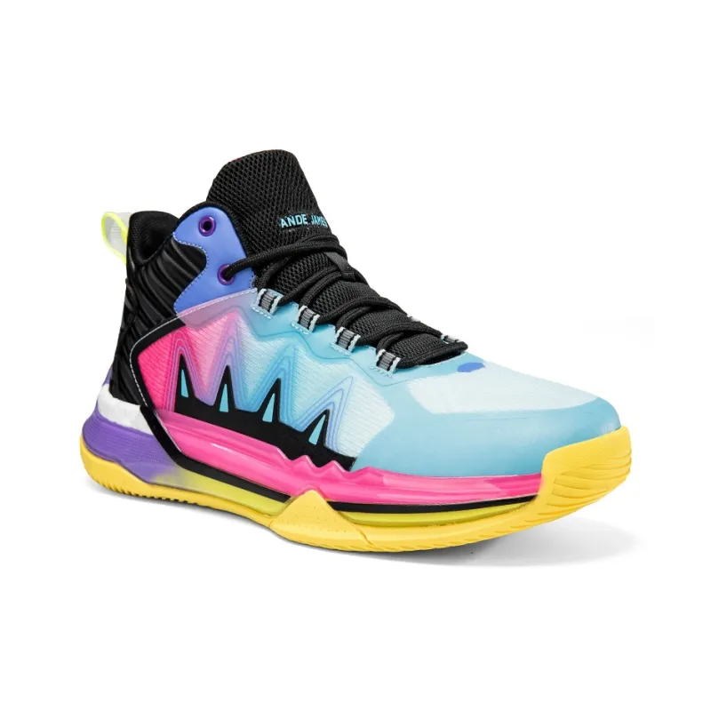 ANDEZHANMUSI Basketball Shoes Unisex High Top Iridescent Black/White Black Blue/Green Black Purple-2