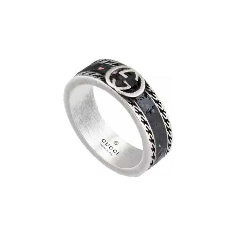 GUCCI 925 Sterling Silver Rings Unisex Black-4
