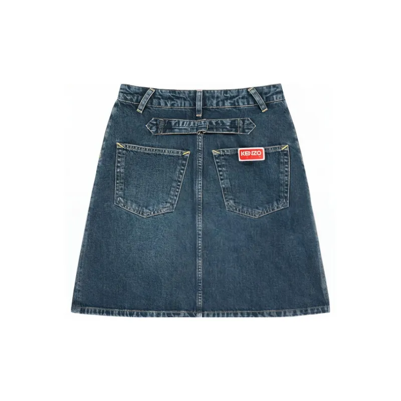 KENZO Logo Patch Denim Skirt-1
