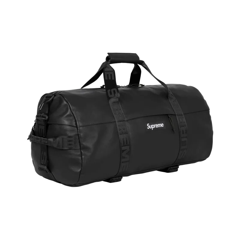 Supreme Cow Leather Handbag Travel Bag Unisex Black-1