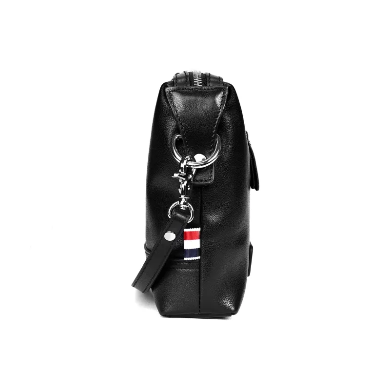 Ceion Keust Cow Leather Crossbody Bag Men's Black-3