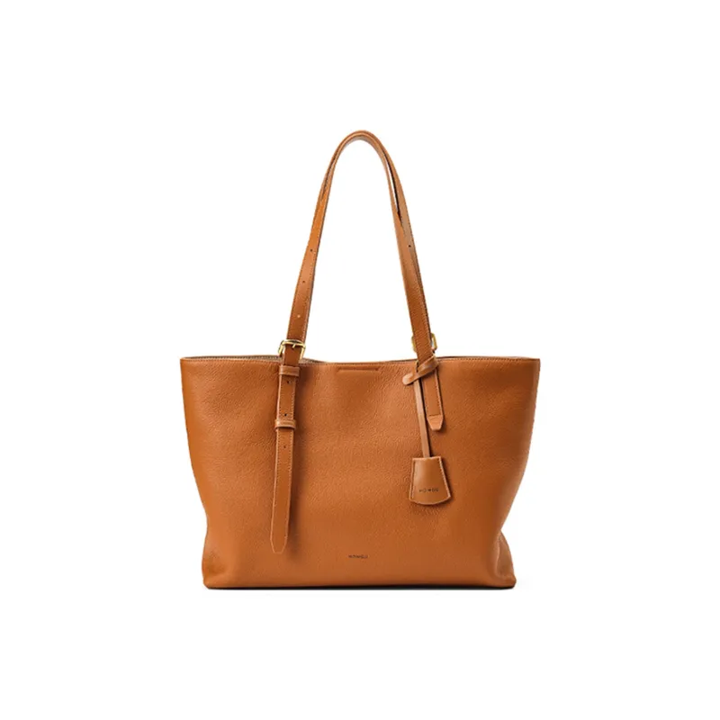 HONGU Genuine Cow Leather Handbag, Shoulder Bag, Tote Tubas Women's Elephant Gray/Brown-4