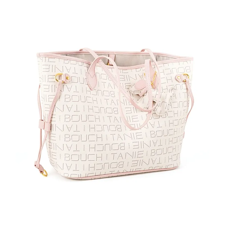 Vigno Synthetic Leather Handbag Shoulder Bag Regular Large Size Women's Pink White/Pink Coffee-2