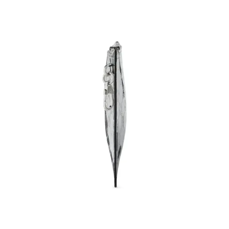 GUCCI Silver Mirror Finish Effect Fabric Clutch Large Size Men's Silver-2