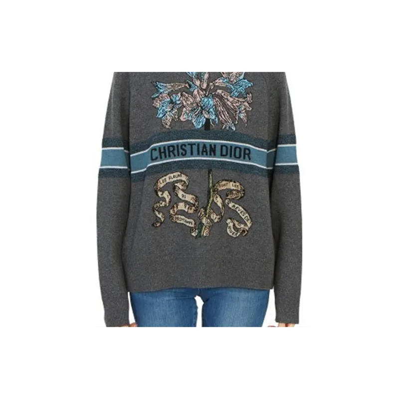 DIOR Quarterly New Products Cashmere Sweaters Women's Gray-5