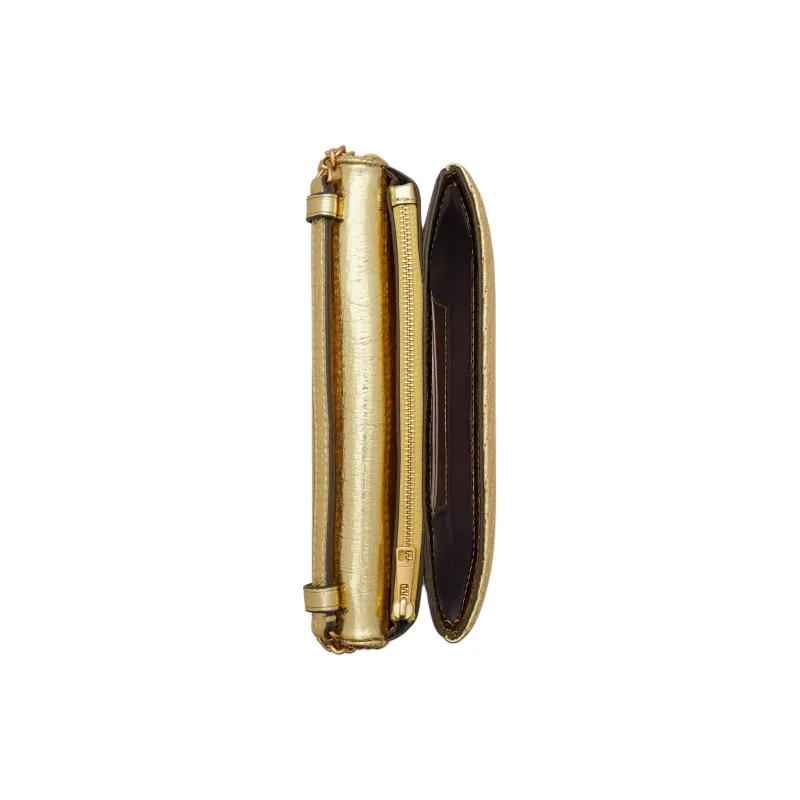 TORY BURCH Kira Metallic Leather Crossbody, One Shoulder, Wallet Mini Women's Gold-2