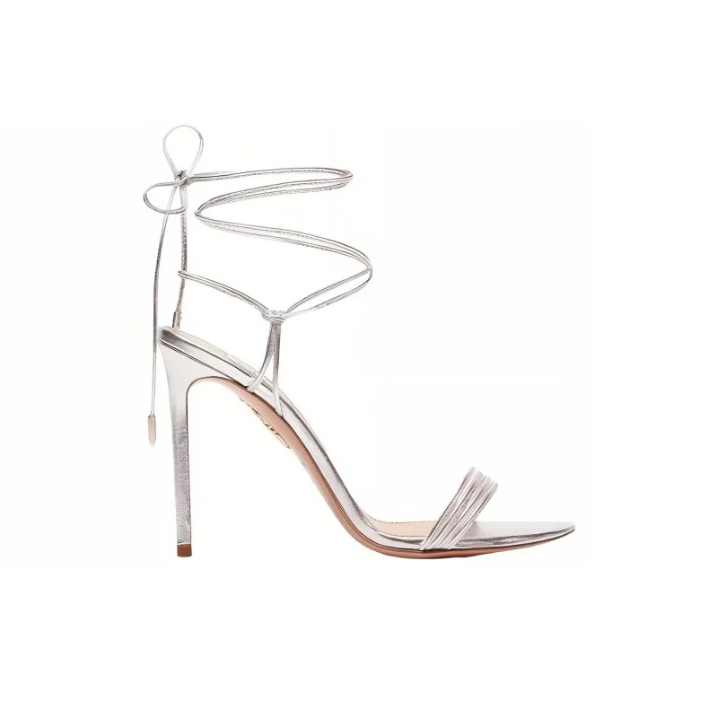 AQUAZZURA Trouble Maker Sandal 105 Strap Sandals Women's Silver-1