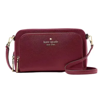 Kate Spade Staci Cross-Stitch Leather Shoulder Bag Crossbody Bag Mini Women's Blackberry-Colored