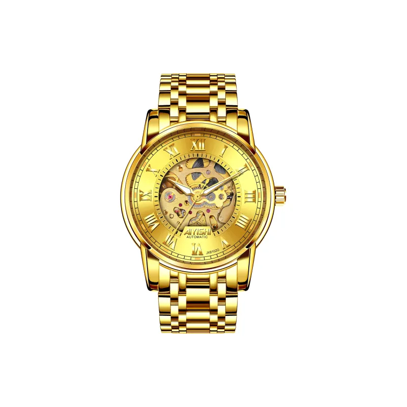 AIYISHI Automatic Mechanical Movement Stainless Steel Watchband Watch Men's Watches Black Dial-13