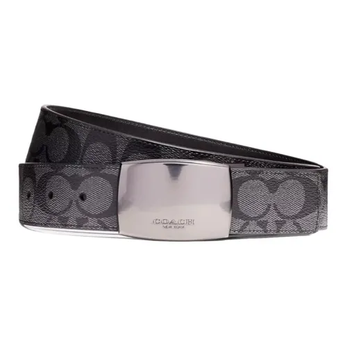 COACH Alloy Cow Leather Leather Belts Men's Black Width: 3.8CM