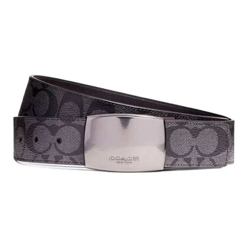COACH Alloy Cow Leather Leather Belts Men's Black Width  3.8CM-0