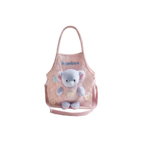 Holding Bamboo Polyester Shoulder Bag Regular Women's Pink