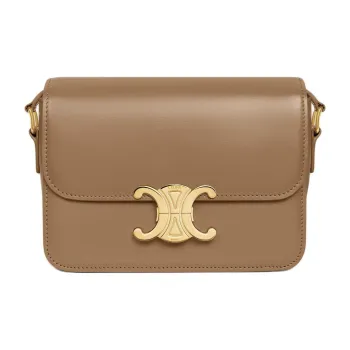CELINE Triomphe Calfskin Shoulder Bag, Crossbody Bag Women's Dark Umber