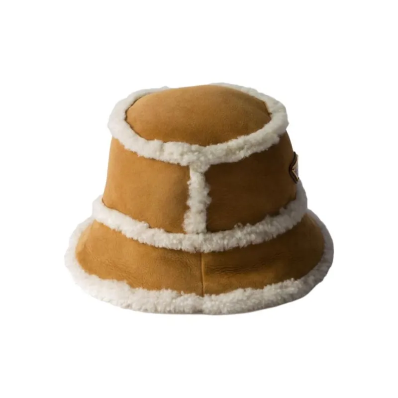 PRADA Suede Shearling Bucket Hat-1