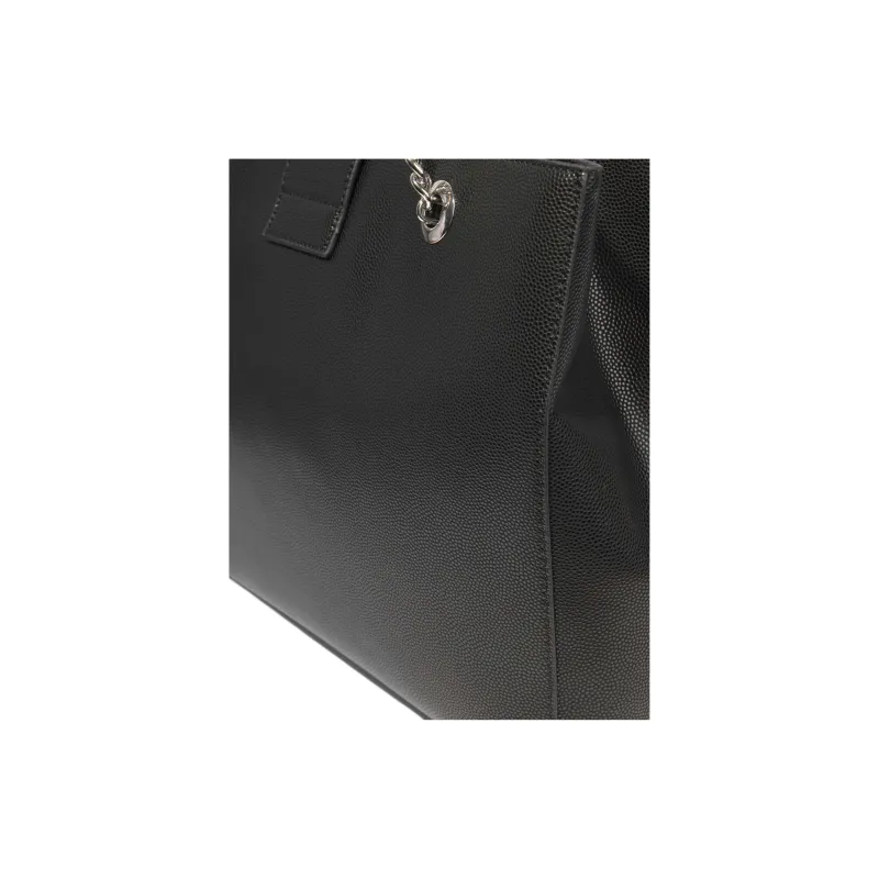 Valentino Litchi Grain Artificial Leather Tote Bag, Shopping Bag, Handbag, Shoulder Bag Women's Black-4